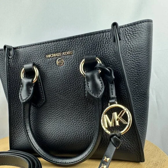 Michael Kors Small Black Pebbled Leather Kris Satchel - Picture 14 of 16